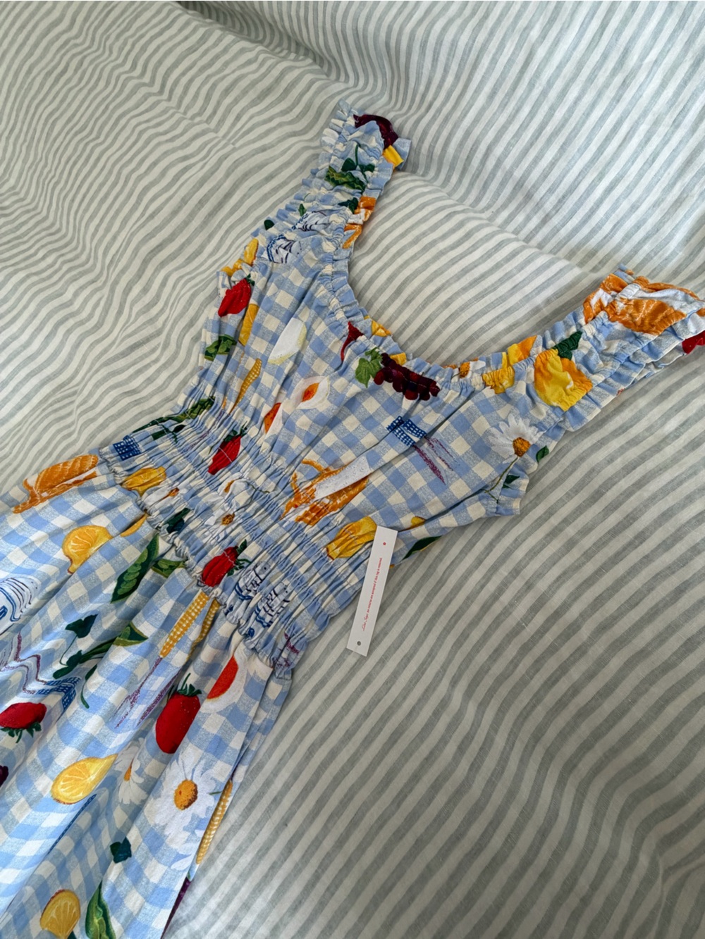 NWT Lisa says Gah picnic blue gingham maxi dress - Picture 2 of 6